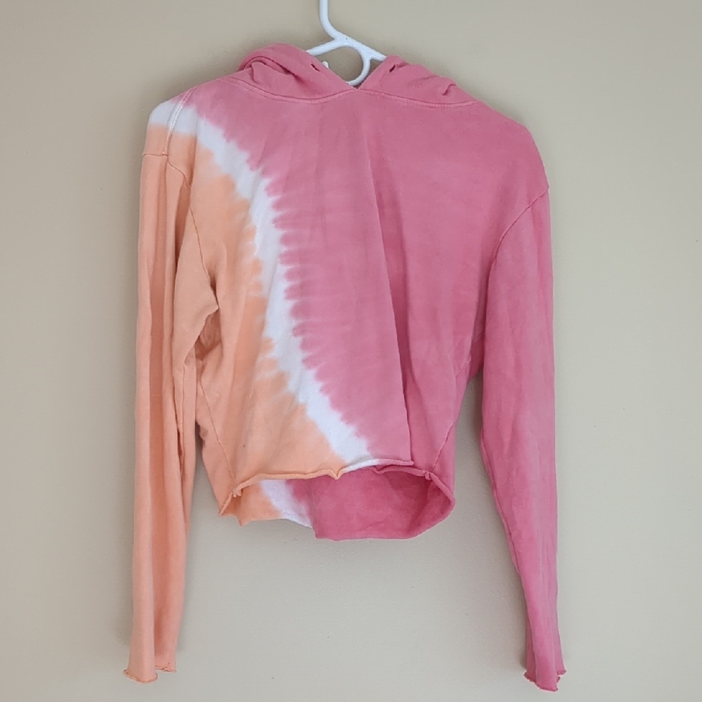 Medium Wildfox Orange And Pink Tie Dye Hoodie Cutoff Style Casual